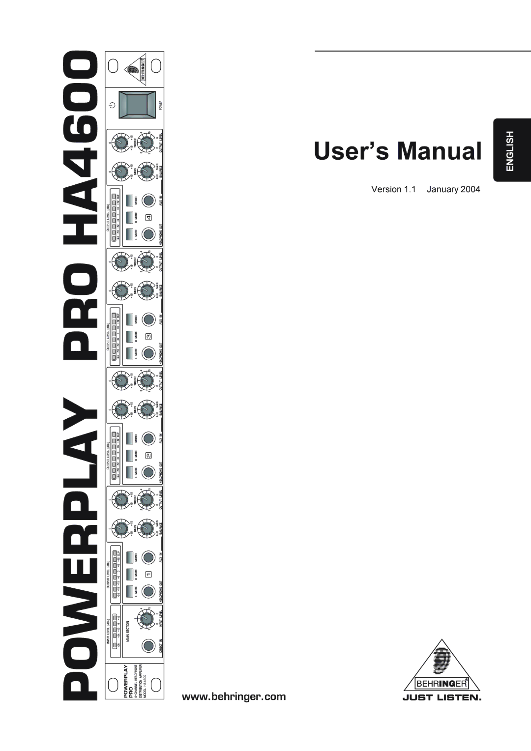 Behringer Powerplay Pro HA4600 manual User’s Manual 