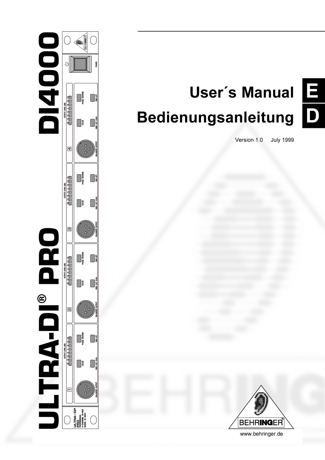 Behringer PRODI4000 user manual 