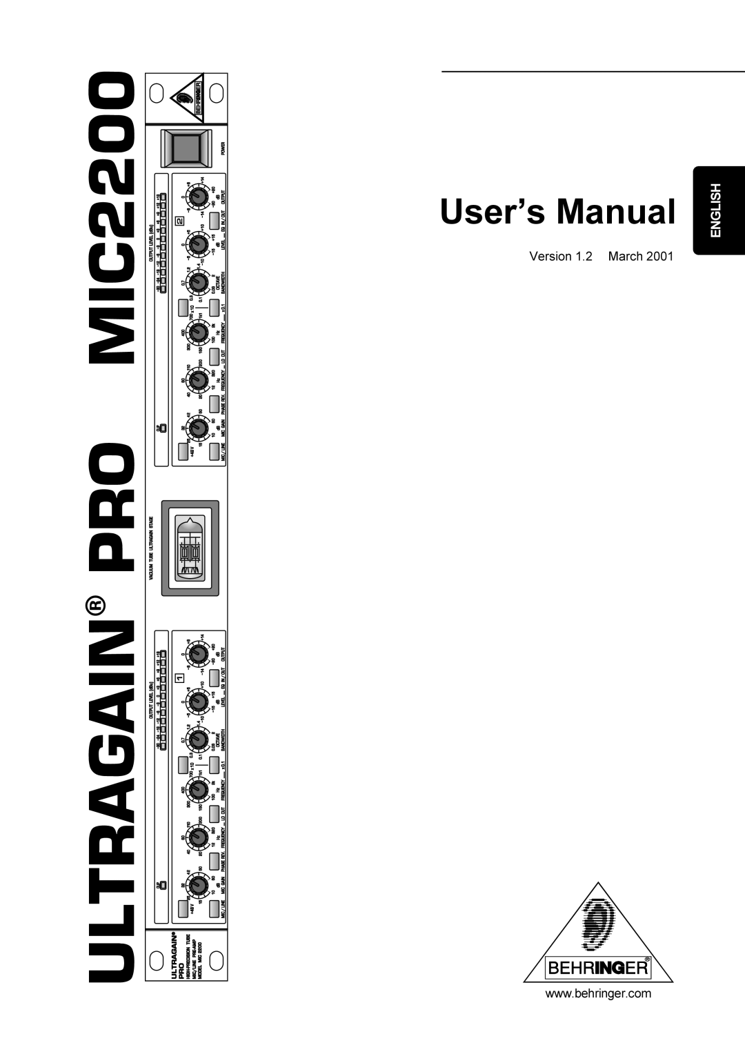 Behringer PROMIC2200 manual English, ULTRAGAIN PRO MIC2200 