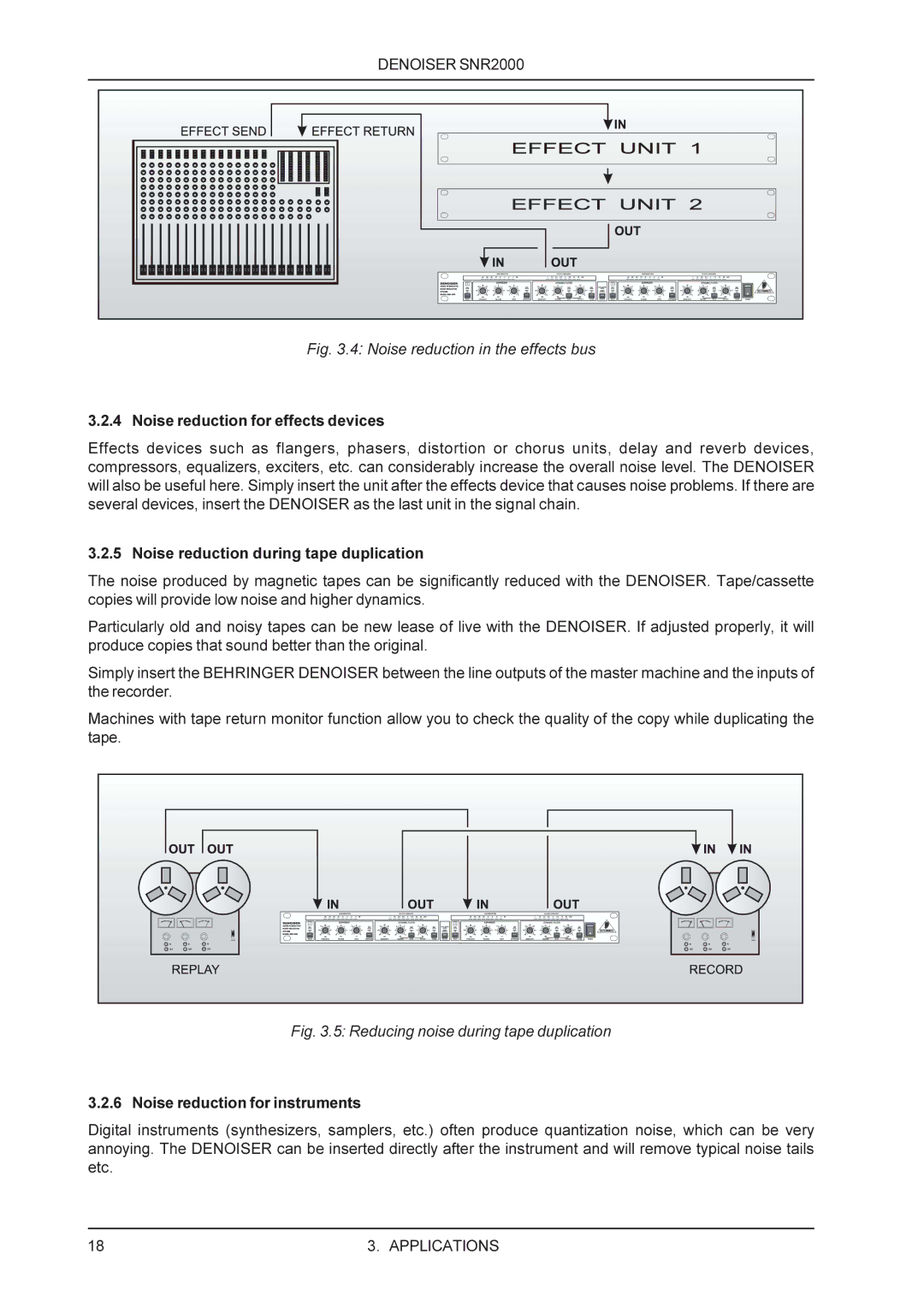 Behringer SNR2000 manual Noise reduction in the effects bus 