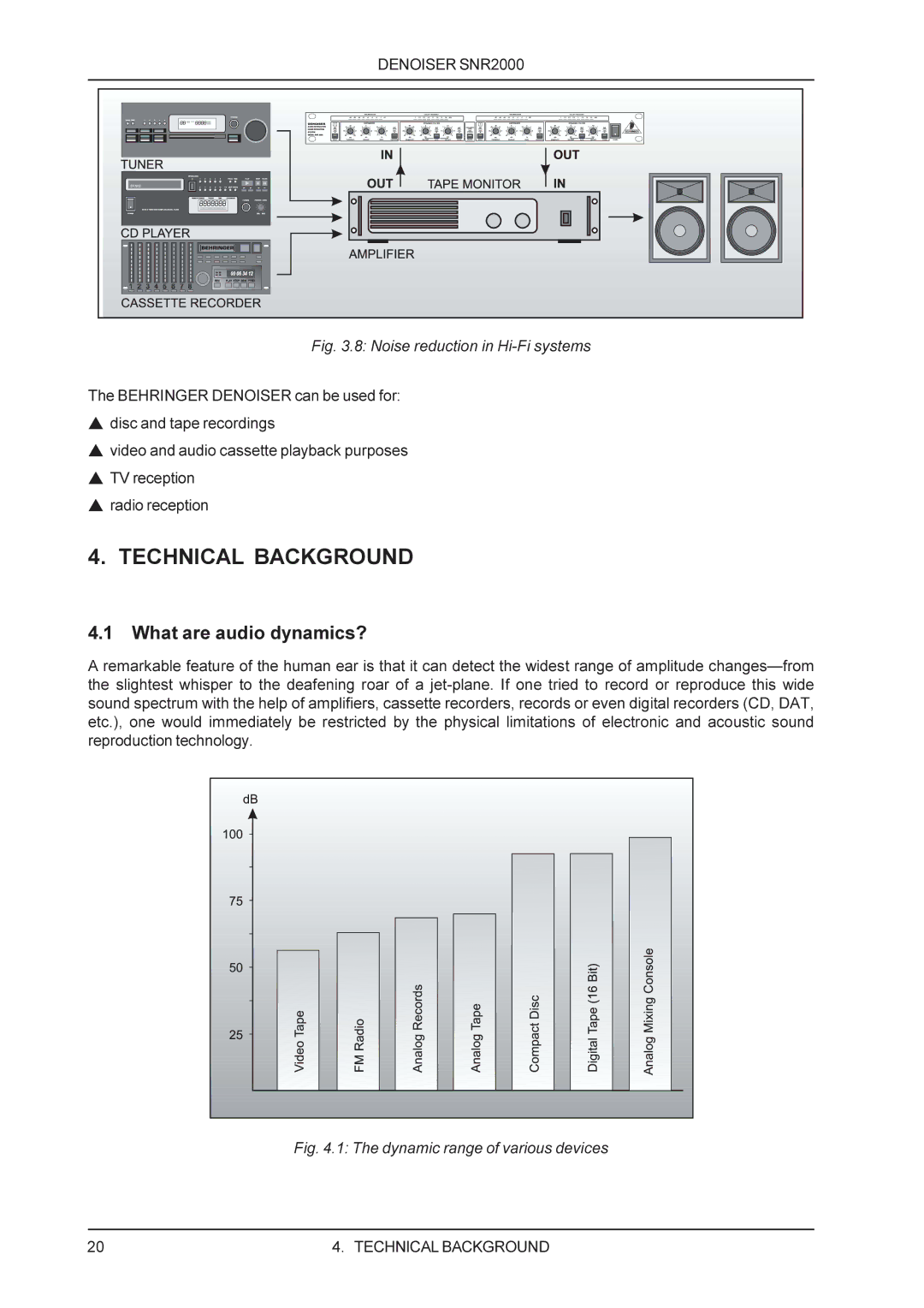 Behringer SNR2000 manual Technical Background, What are audio dynamics? 