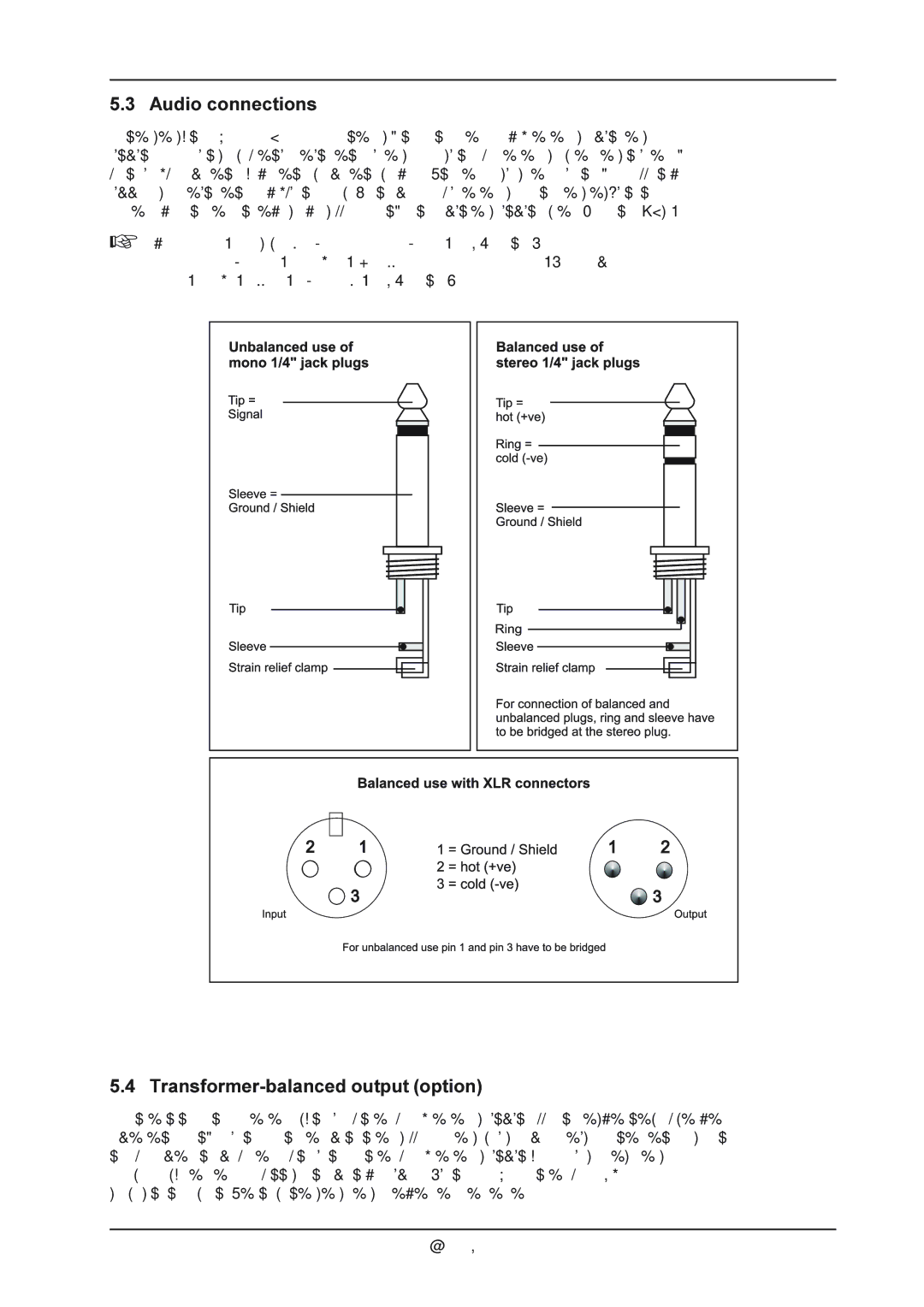 Behringer T1953 manual Audio connections, Transformer-balanced output option 