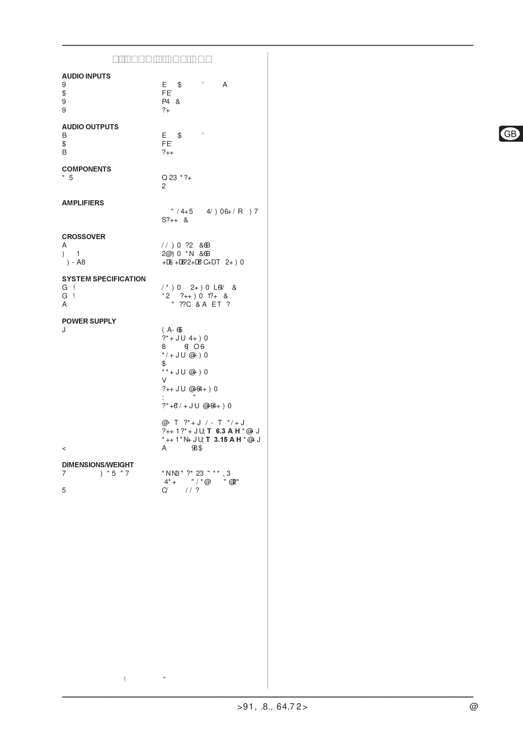 Behringer TRUTHB2092A manual Specifications 