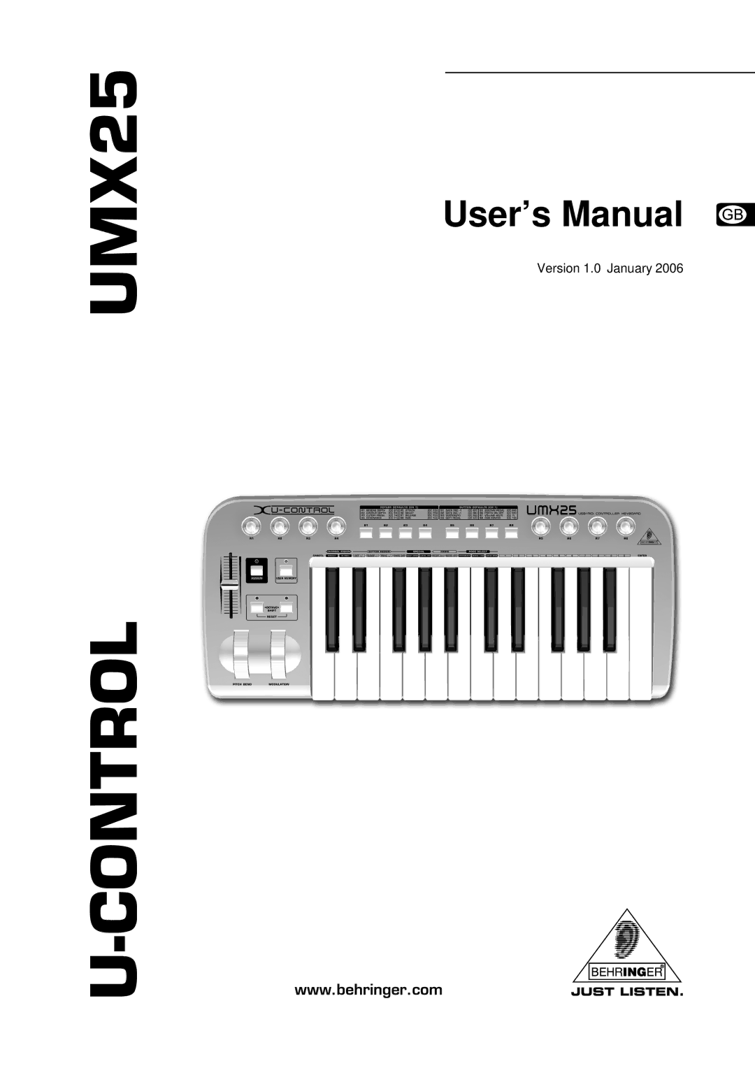 Behringer U-CONTRO LUMX25 user manual UMX25 Control 