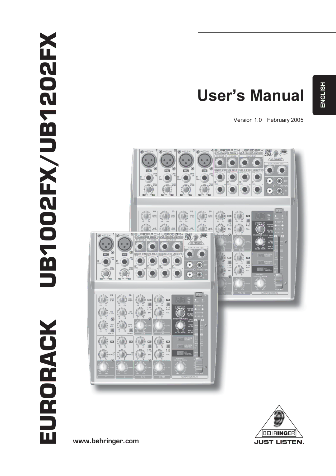 Behringer manual Eurorack UB1002FX/UB1202FX, Version 1.0 February 