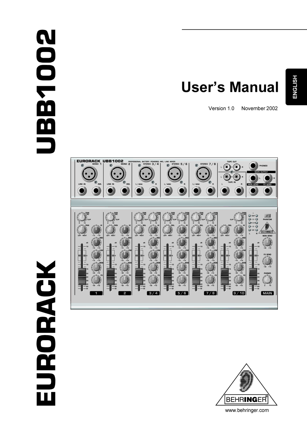 Behringer UBB1002 manual Eurorack, Version 1.0 November 