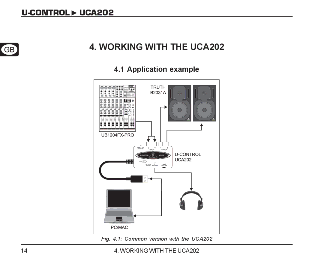 Behringer manual Control UCA202 Working with the UCA202, Application example 