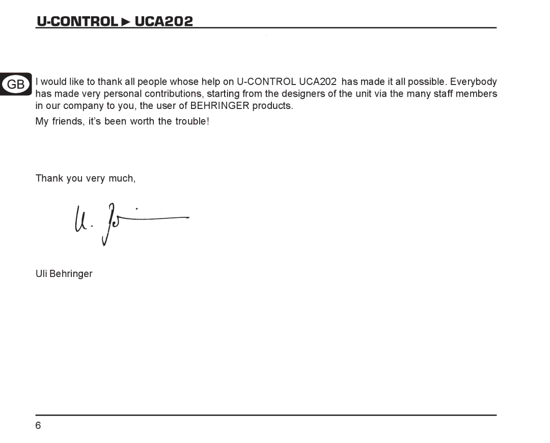 Behringer manual Control UCA202 