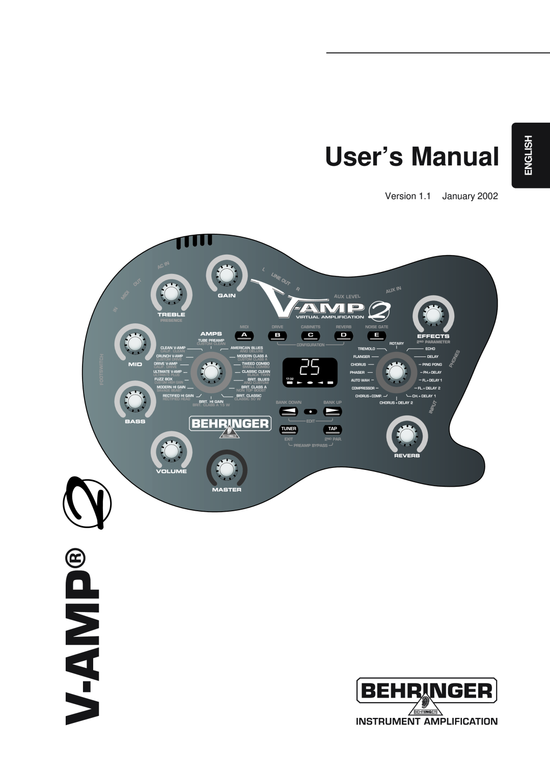 Behringer V-AMP2 user manual V-Amp, English 