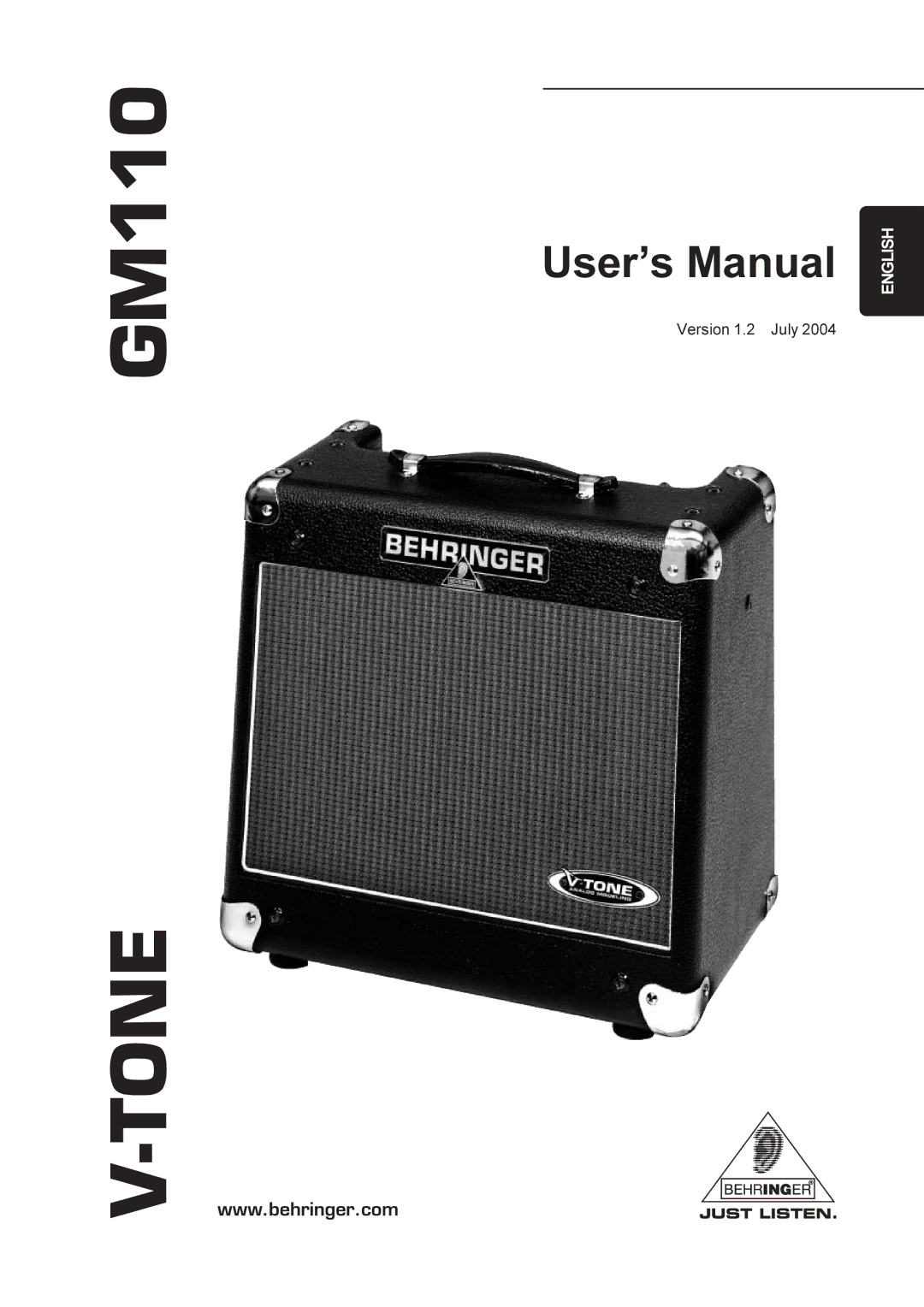 Behringer V-TONEGM110 manual Tone, Version 1.2 July 