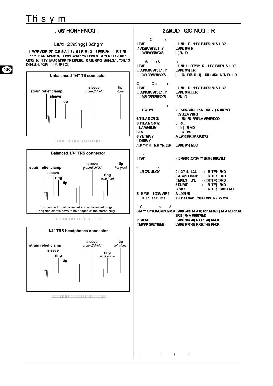 Behringer XV manual Installation, Specifications, Audio connections 