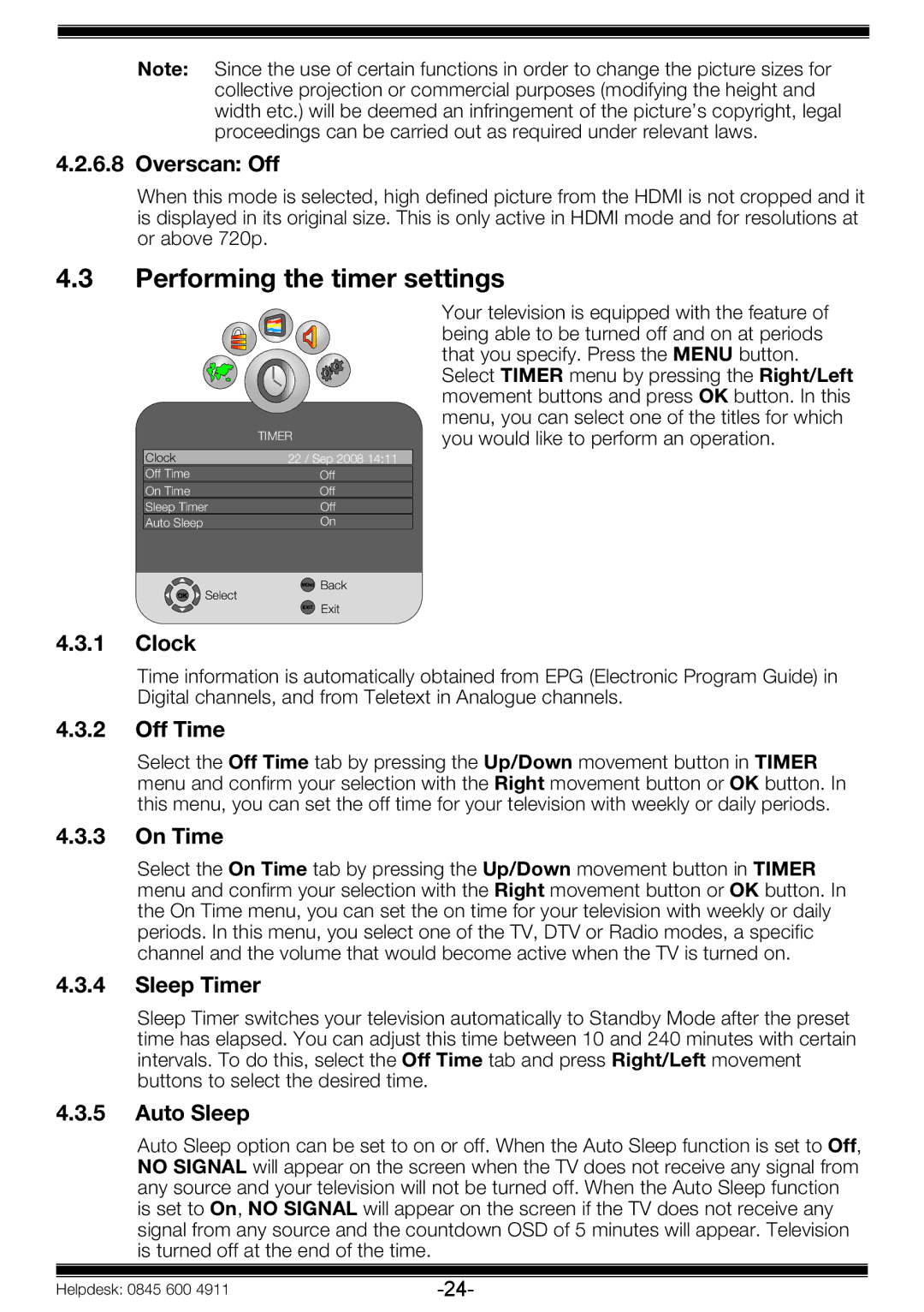 Beko 19WLP530HID operating instructions Performing the timer settings 