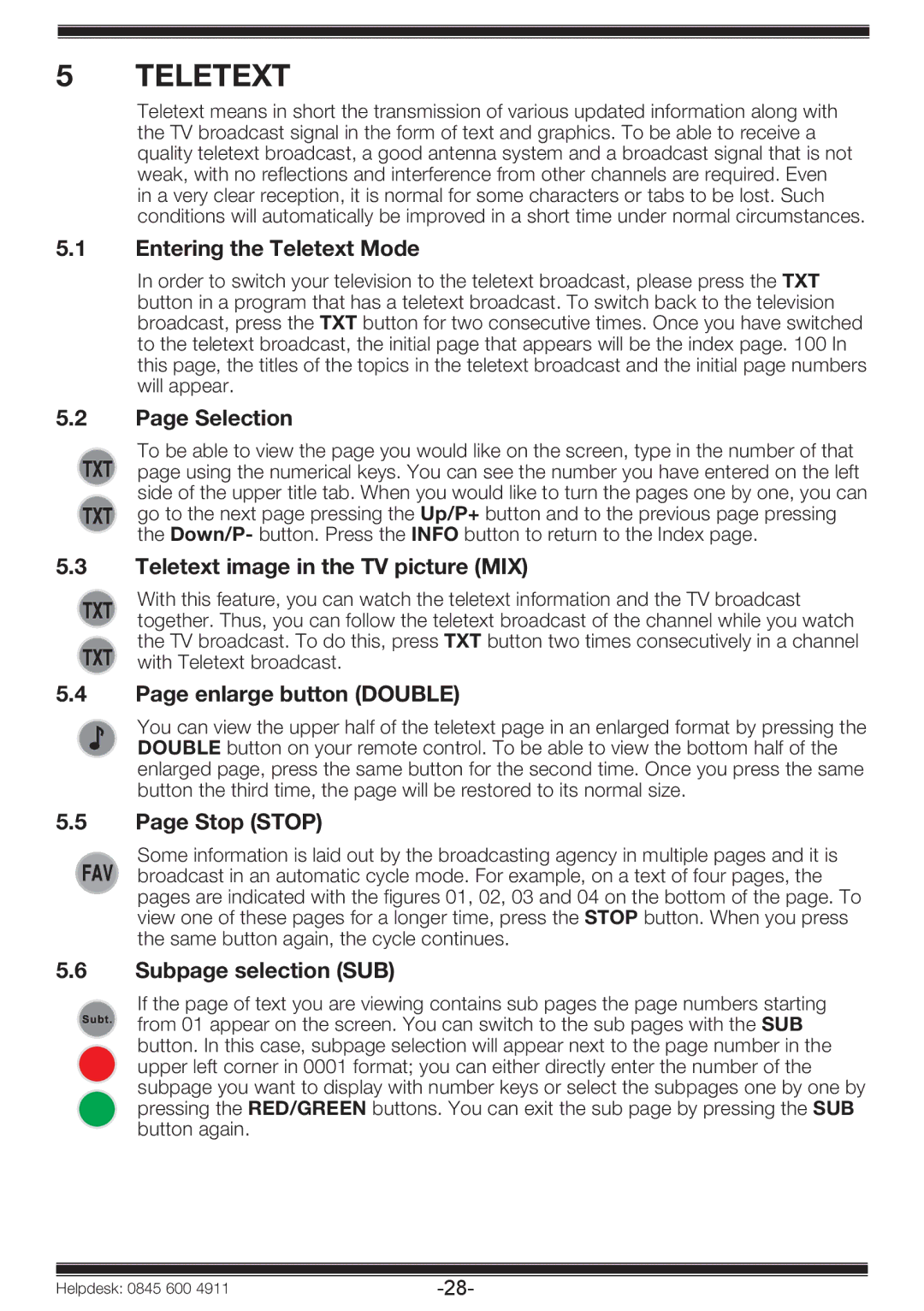 Beko 19WLP530HID operating instructions Teletext 