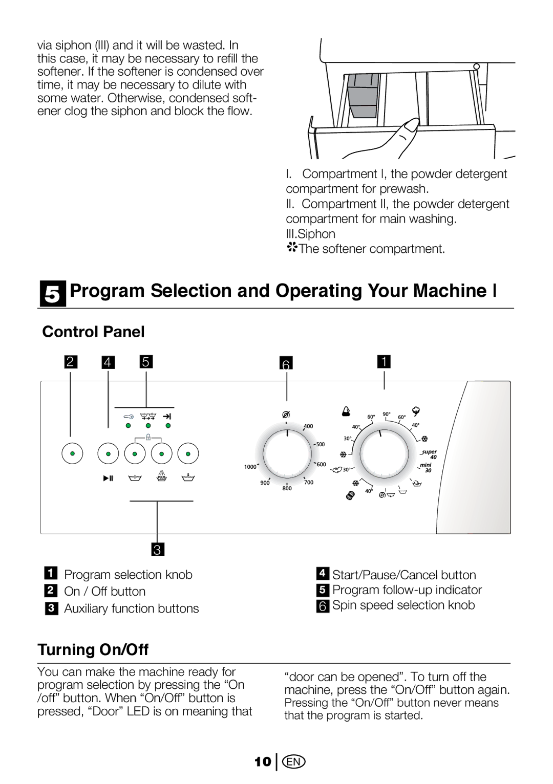 Beko 2012 CX, 2112 CX manual Program Selection and Operating Your Machine, Turning On/Off 