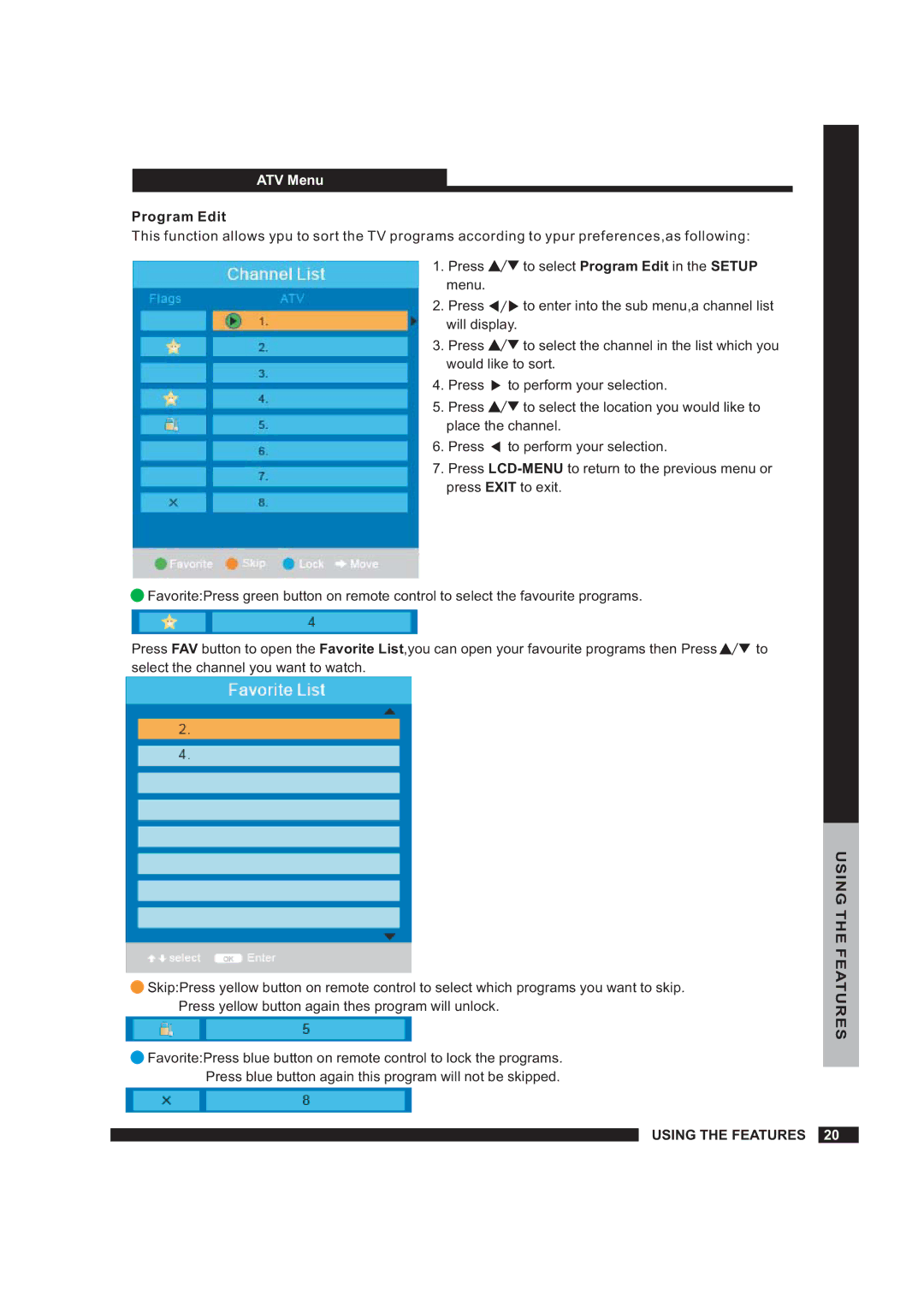 Beko 19WLM550DHID, 22WLM550DHID instruction manual Program Edit 