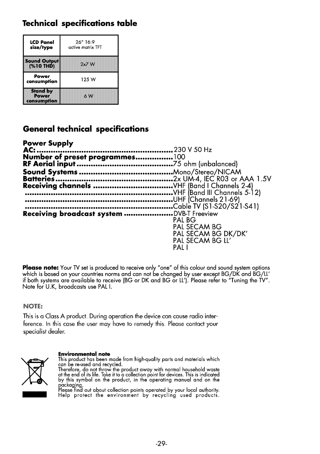 Beko 26WLK530HID manual 