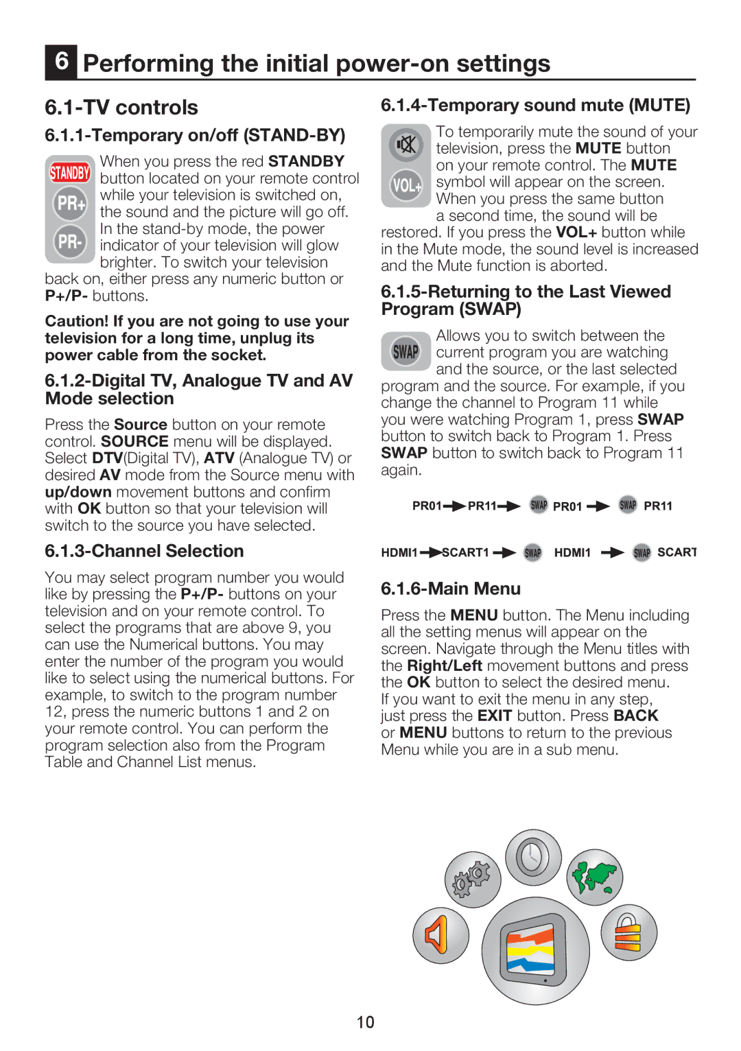 Beko 26WLZ530HID operating instructions Performing the initial power-on settings, TV controls 