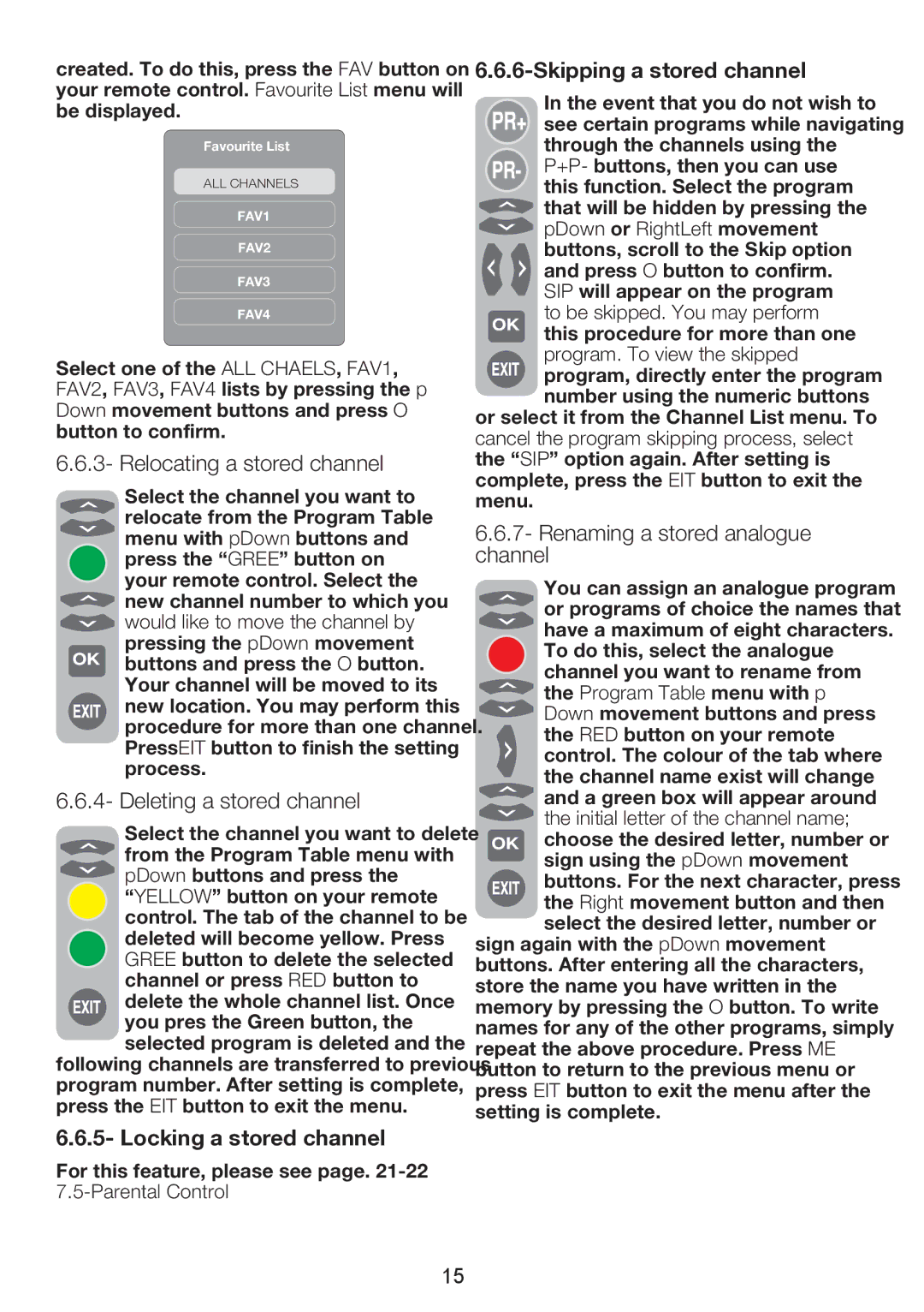 Beko 26WLZ530HID operating instructions Relocating a stored channel, Deleting a stored channel, Locking a stored channel 