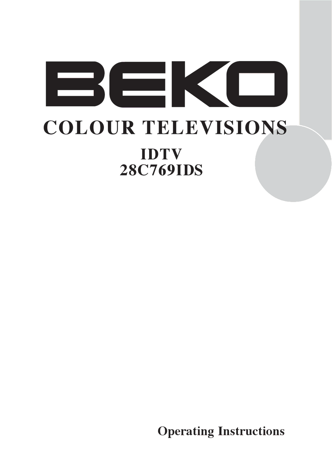 Beko 28C769IDS operating instructions Colour Televisions 