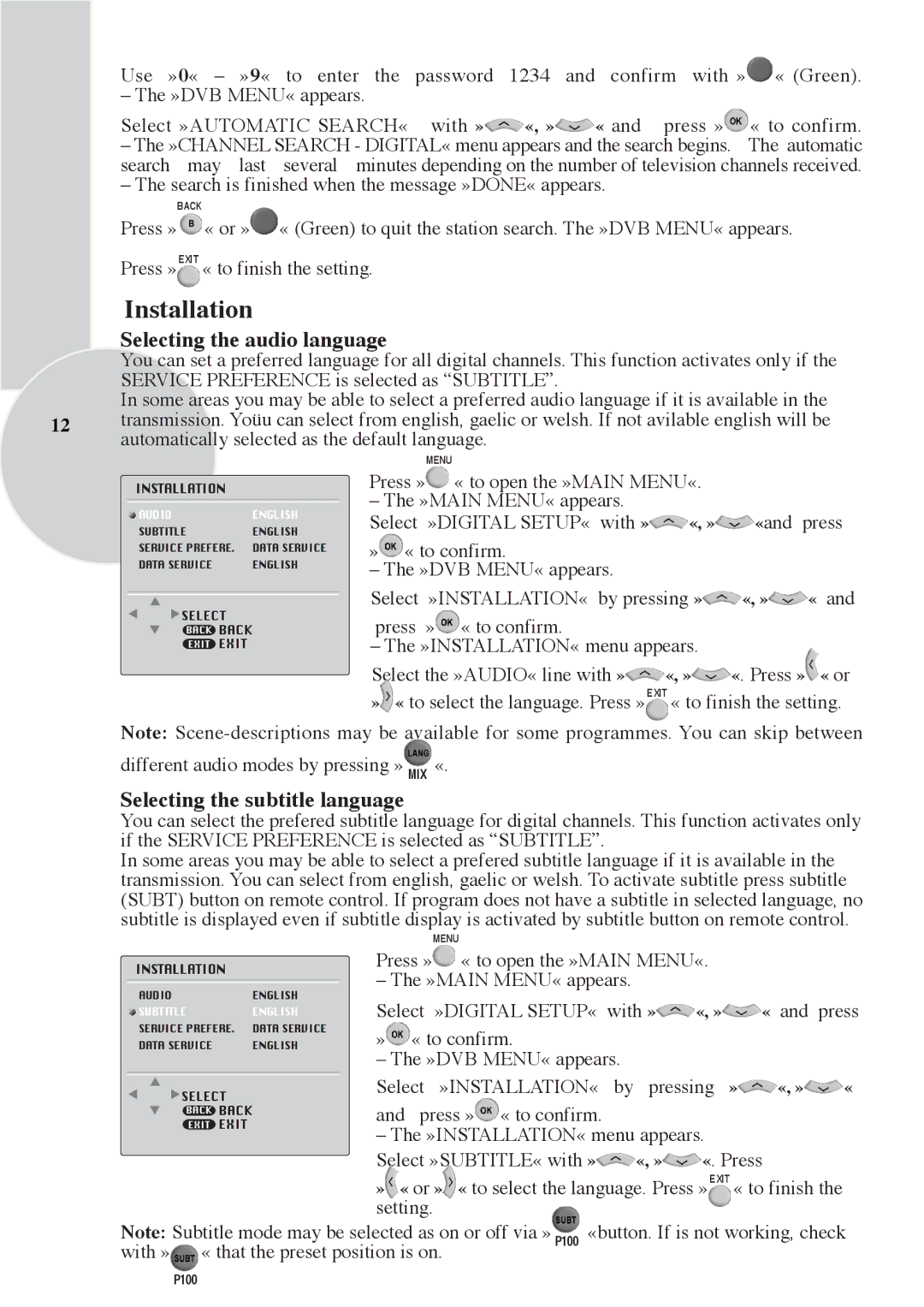 Beko 28C769IDS operating instructions Selecting the subtitle language, Automatic 