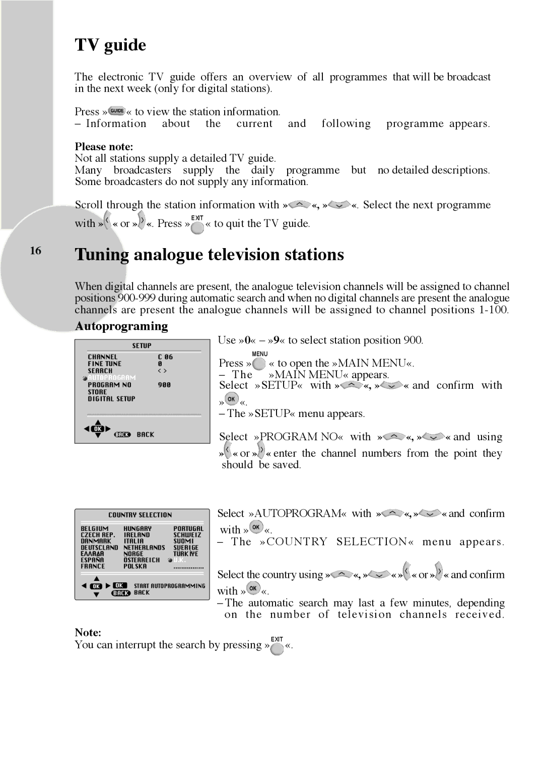 Beko 28C769IDS operating instructions TV guide, Tuning analogue television stations, Autoprograming 