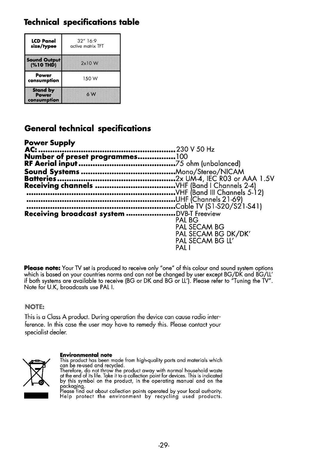 Beko 32WLA530HID manual 