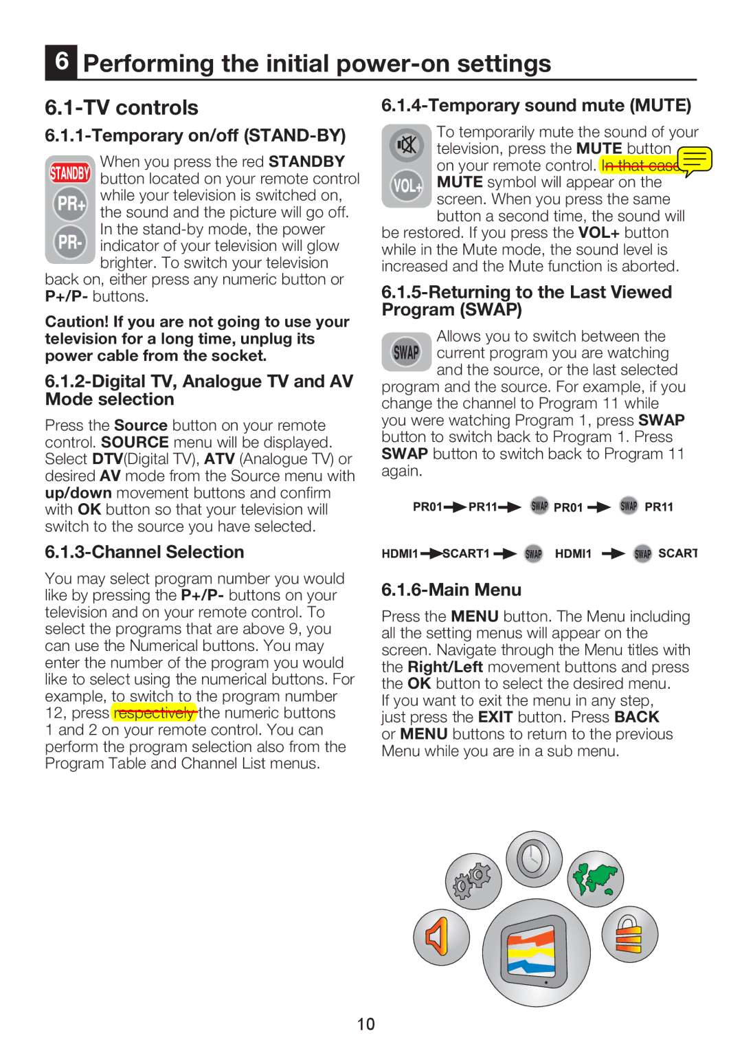 Beko 32WLU530HID manual Performing the initial power-on settings, TV controls 