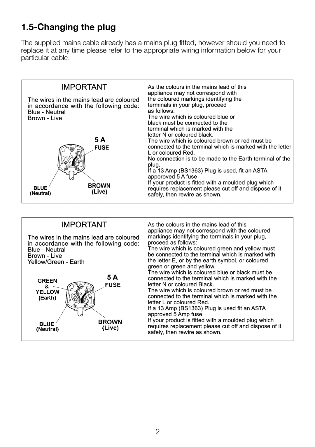 Beko 32WLU550FHID manual Changing the plug 