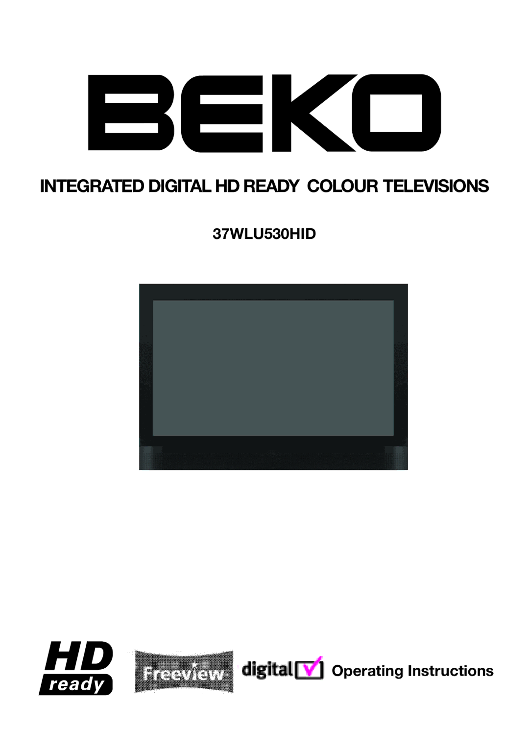 Beko 37WLU530HID operating instructions Operating Instructions 