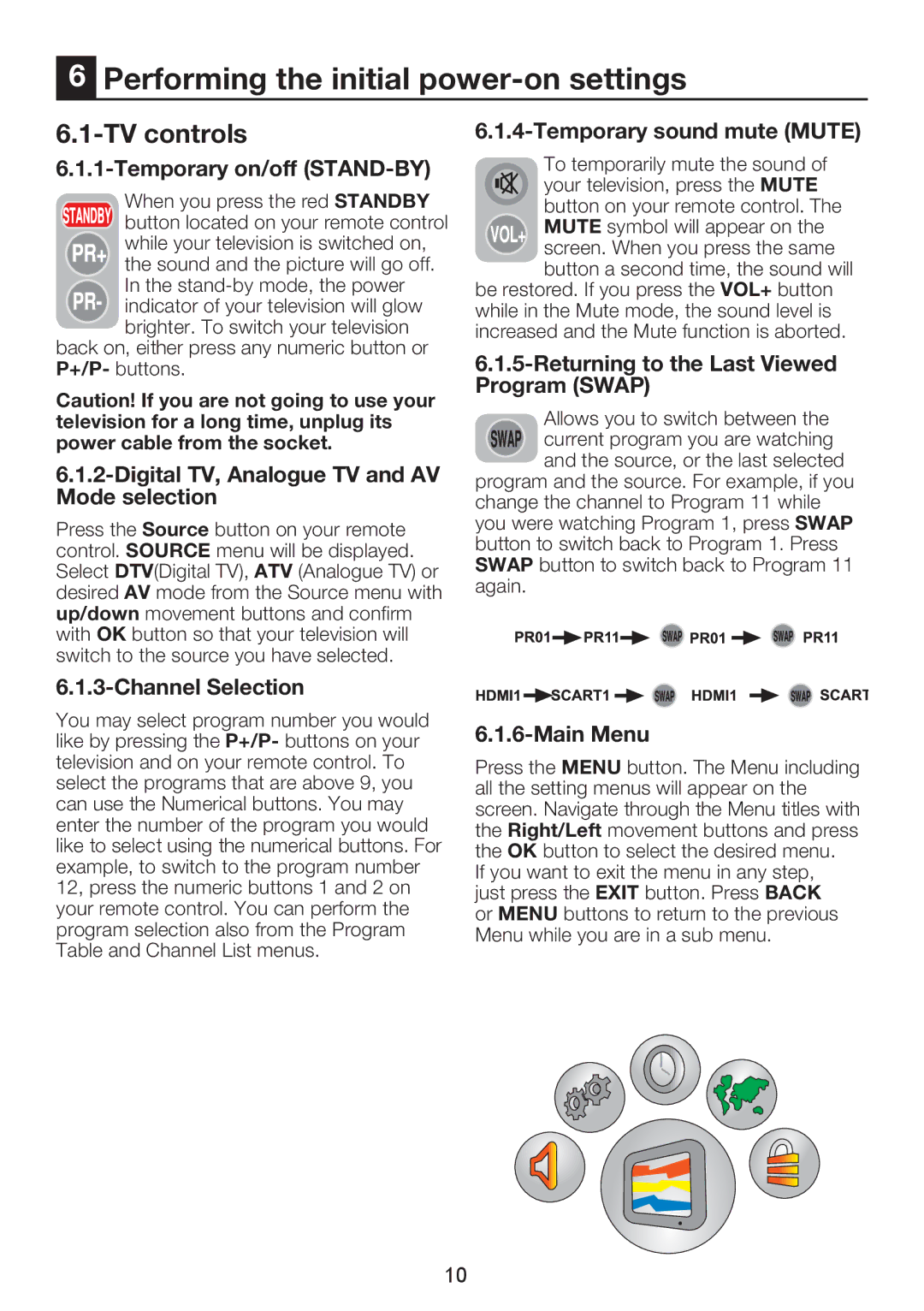 Beko 37WLU530HID operating instructions Performing the initial power-on settings, TV controls 