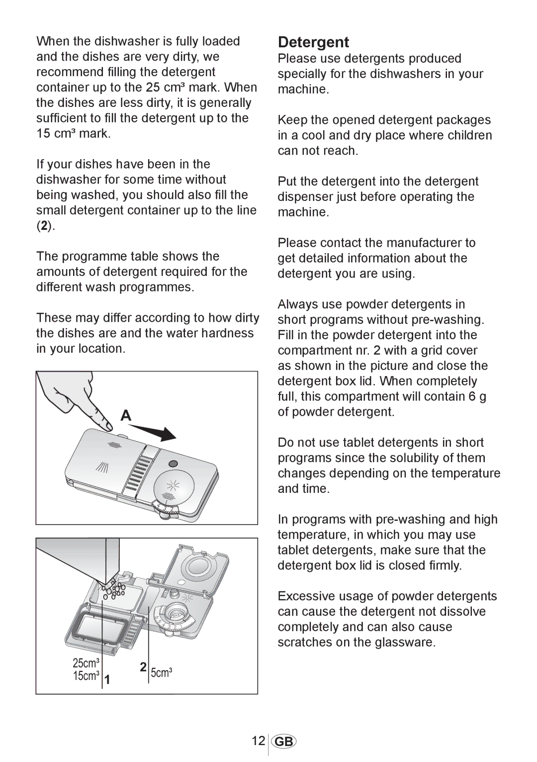 Beko 3905 MI instruction manual Detergent 