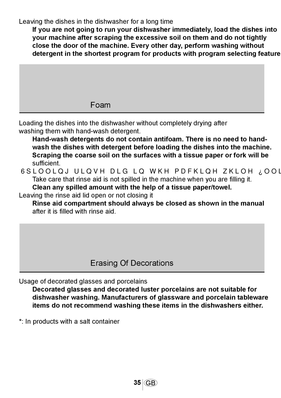 Beko 3905 MI instruction manual Foam, Erasing Of Decorations 