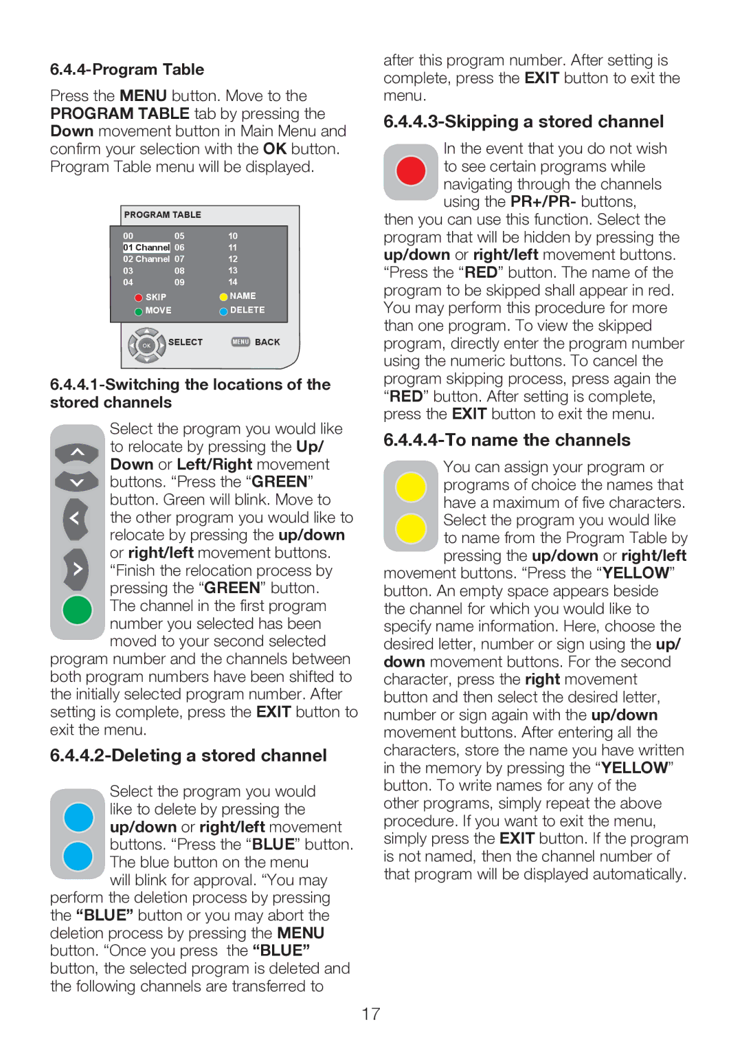 Beko 40WLU530HID operating instructions Deleting a stored channel, Skipping a stored channel, To name the channels 