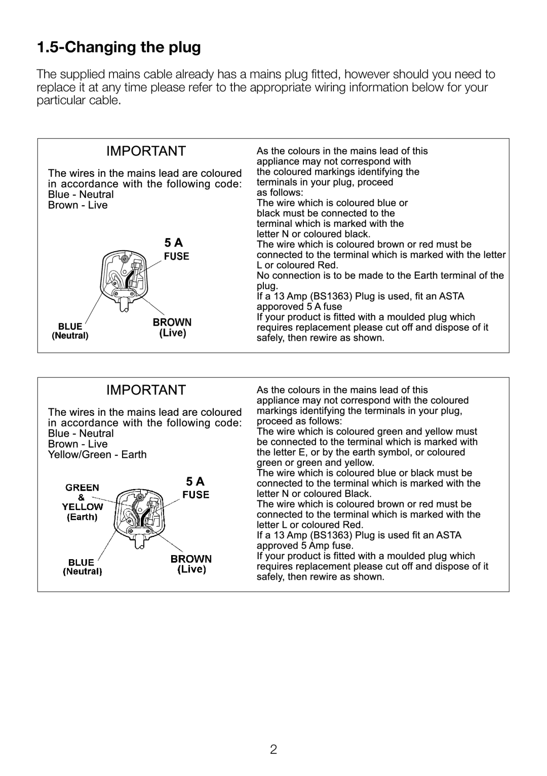 Beko 40WLU550FHID manual Changing the plug 