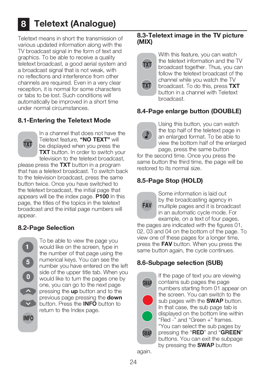 Beko 42WLU530HID operating instructions Teletext Analogue 