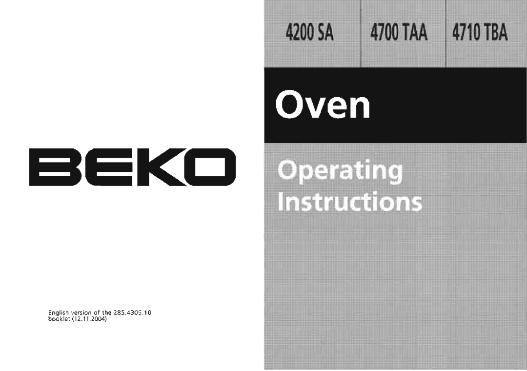 Beko 4710 TBA manual 