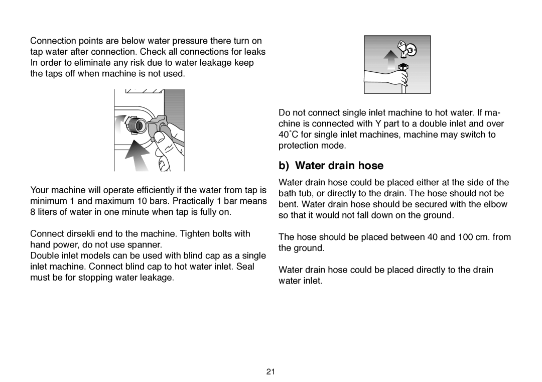 Beko 5102 B user manual Water drain hose 