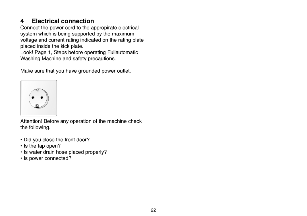 Beko 5102 B user manual Electrical connection 