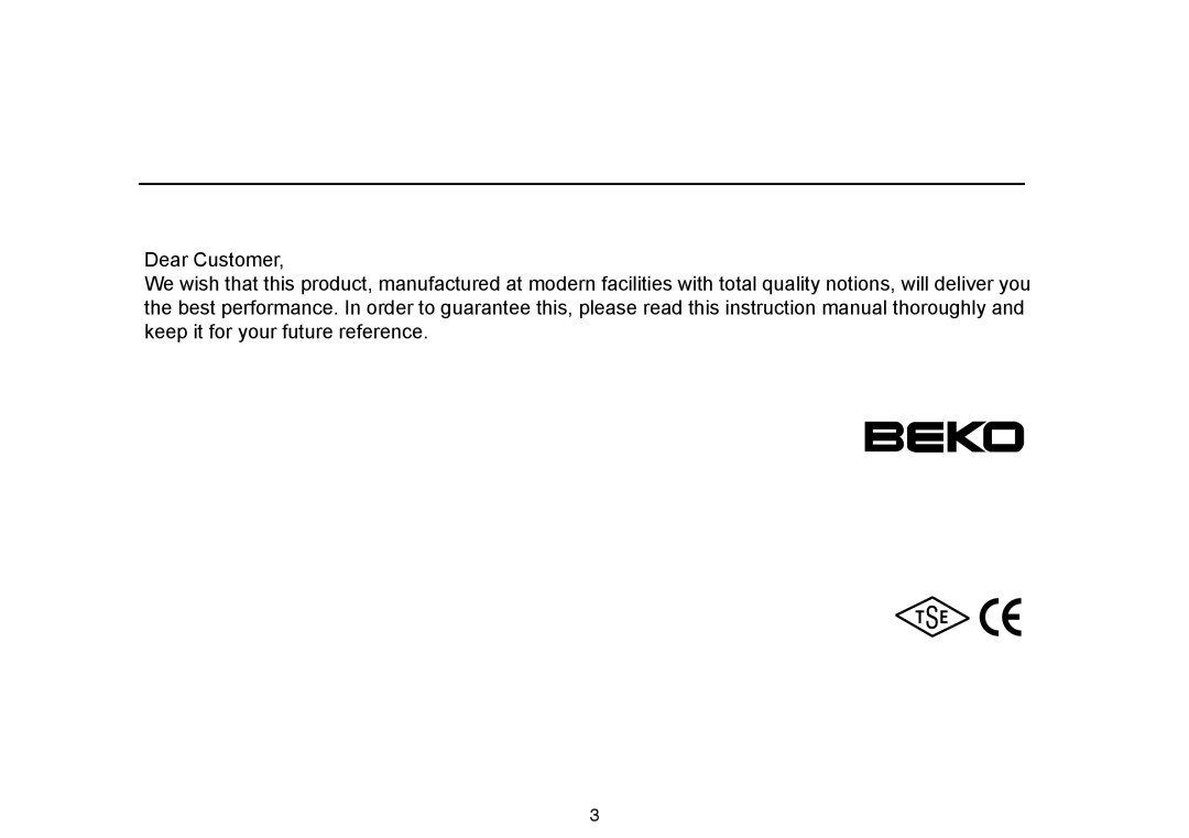 Beko 5102 B user manual Dear Customer 