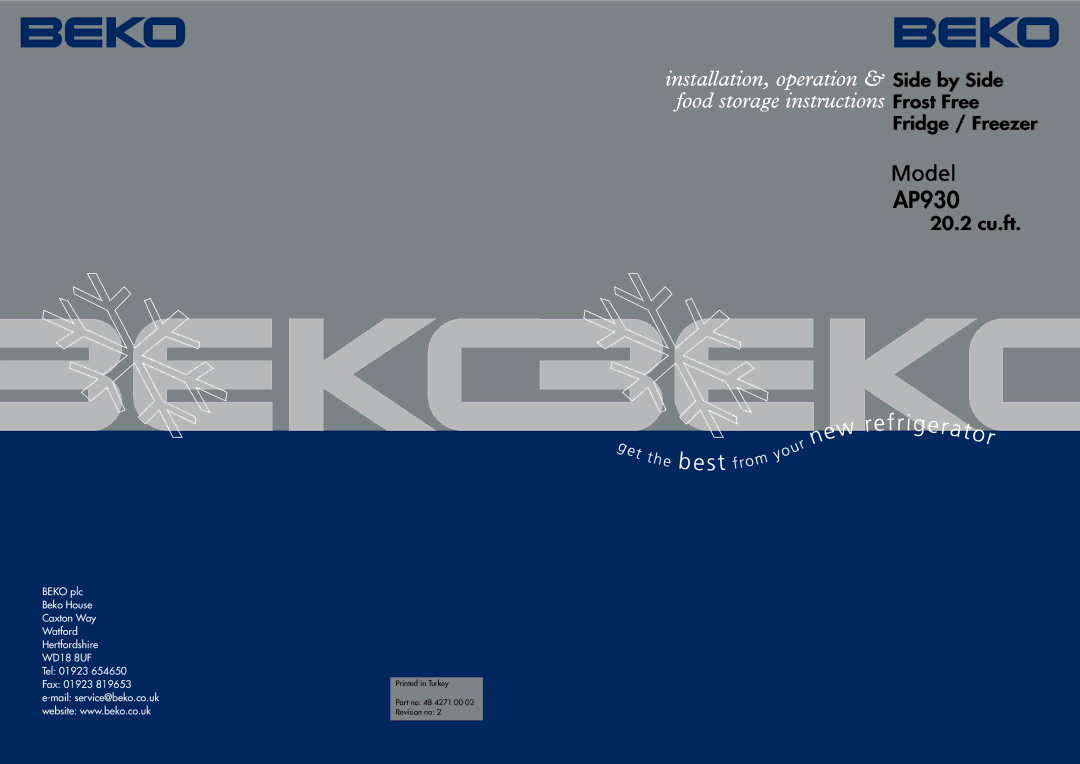 Beko AP930 manual 