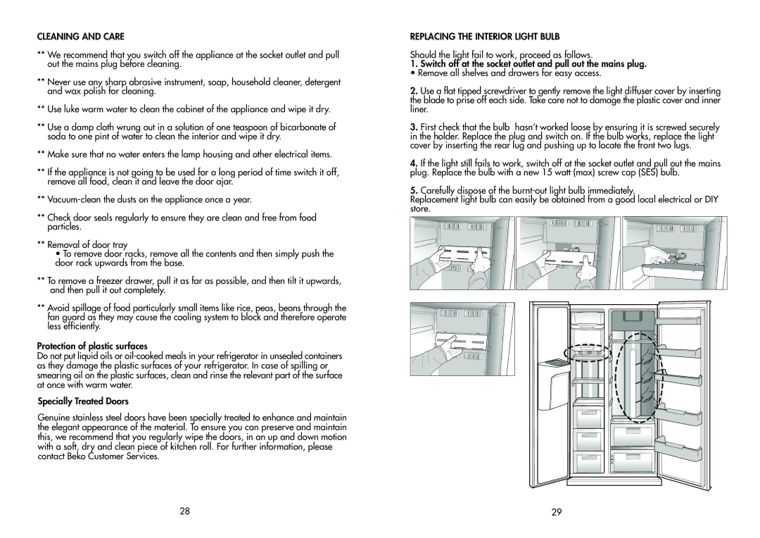 Beko AP930 manual Cleaning and Care 