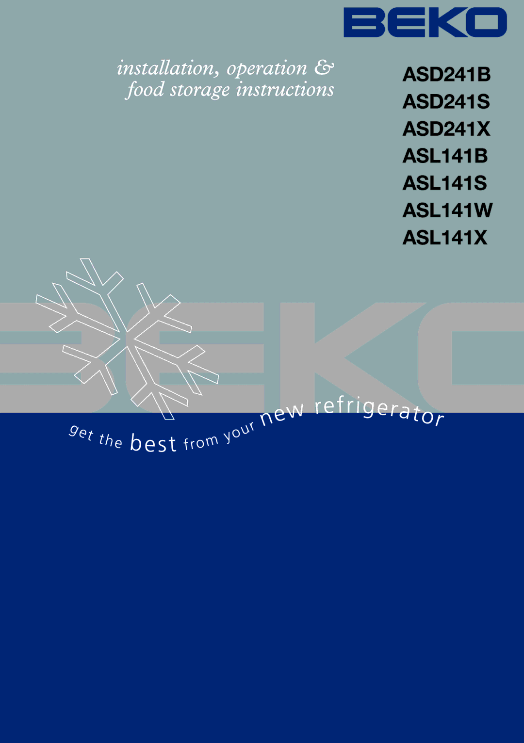 Beko manual ASD241B ASD241S ASD241X ASL141B ASL141S ASL141W ASL141X 