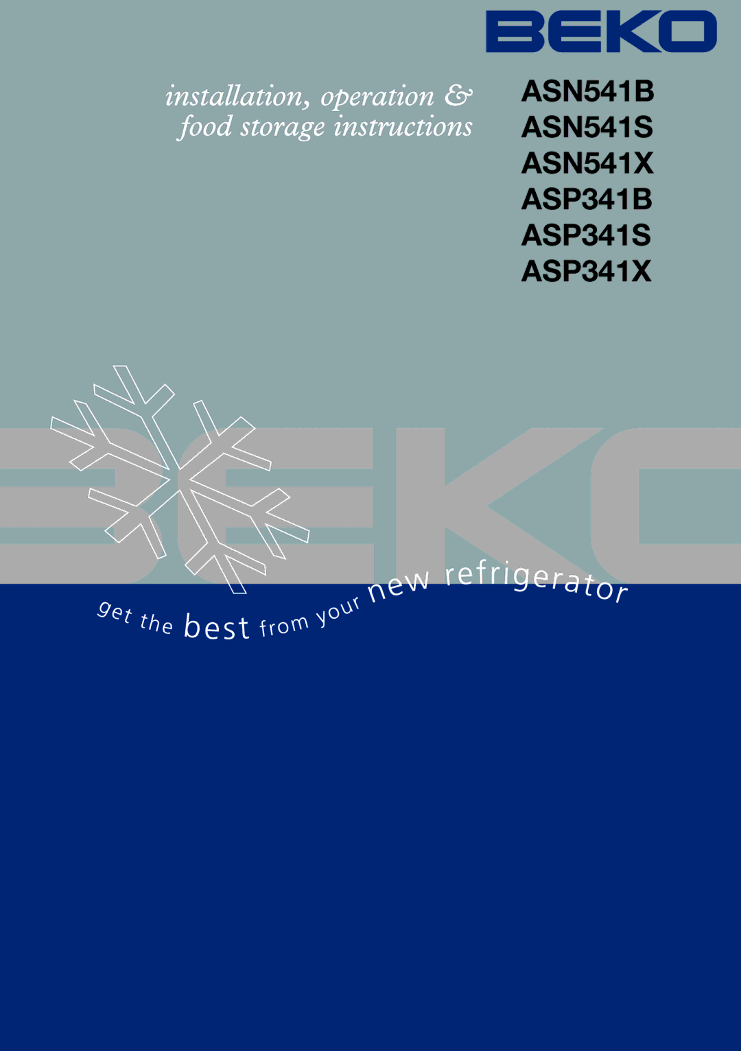 Beko manual ASN541B ASN541S ASN541X ASP341B ASP341S ASP341X 