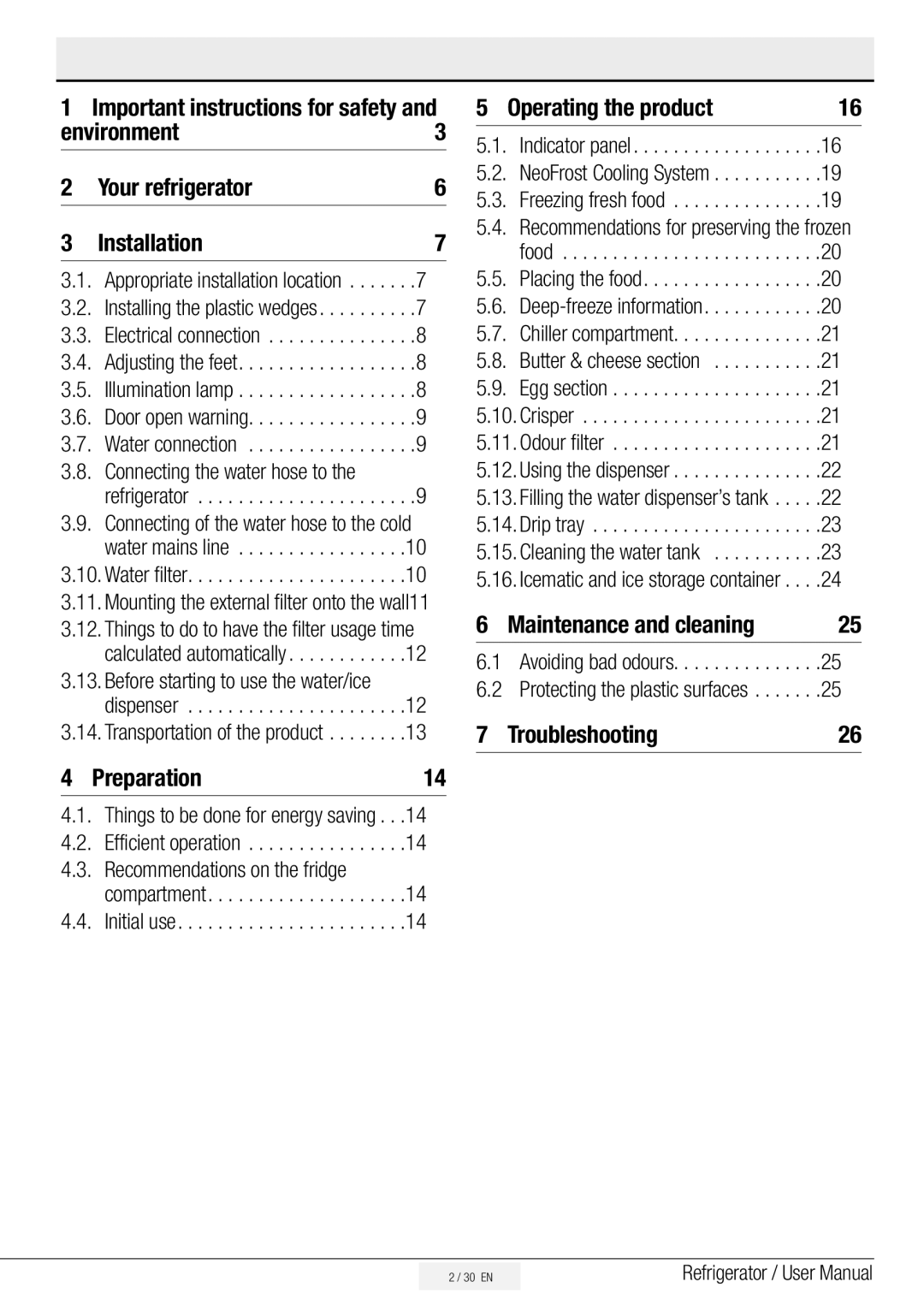 Beko ASN541X Environment Your refrigerator Installation, Preparation, Operating the product, Maintenance and cleaning 