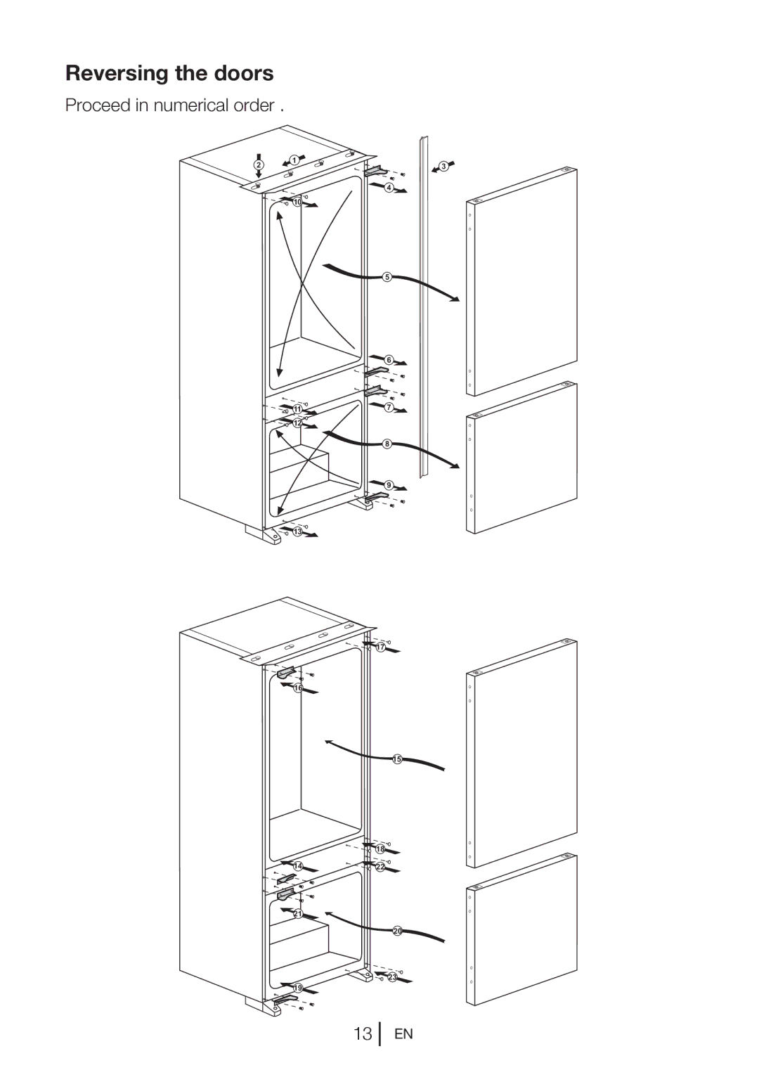 Beko BC502 manual Reversing the doors 