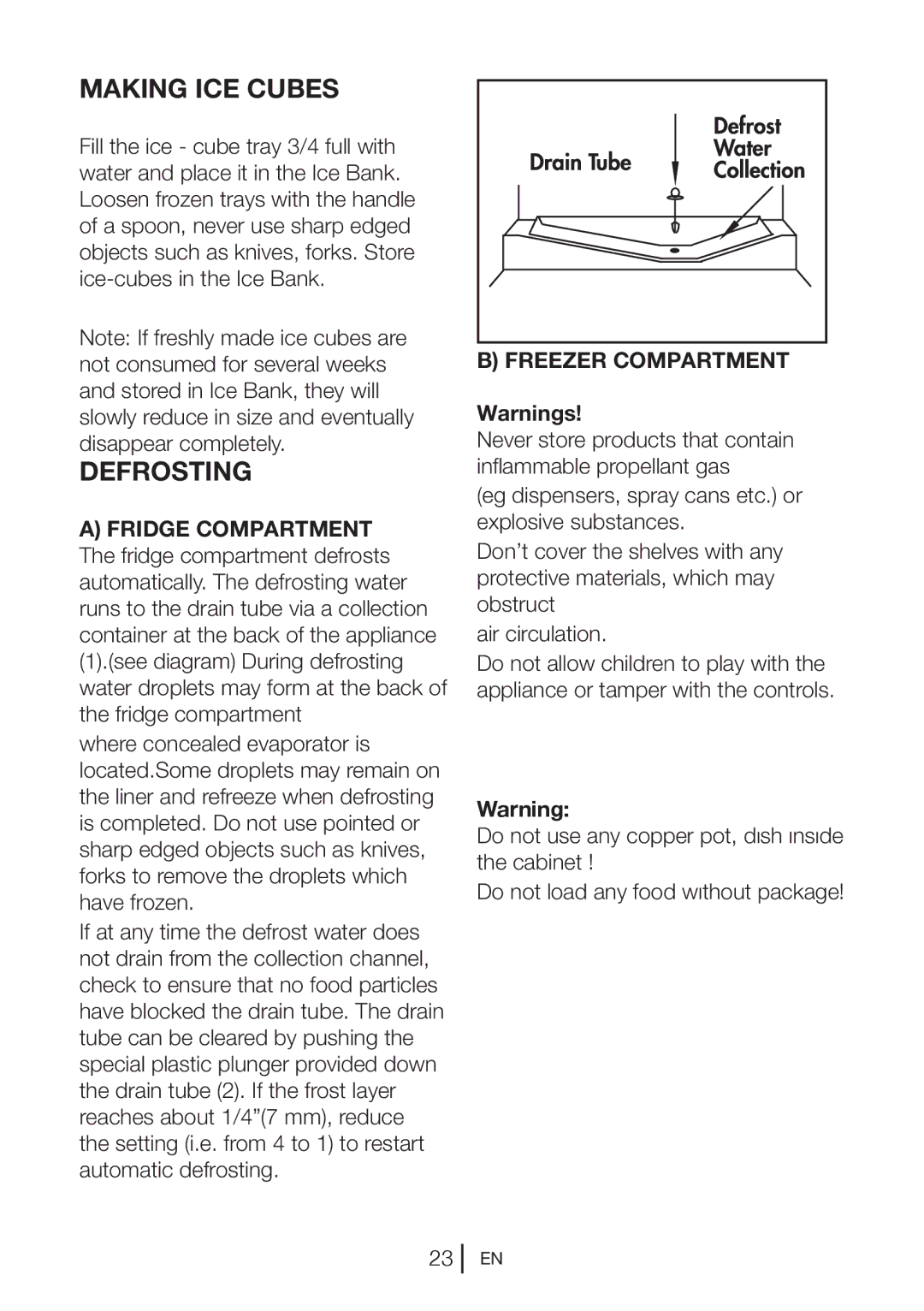 Beko BC502 manual Making ICE Cubes, Defrosting 