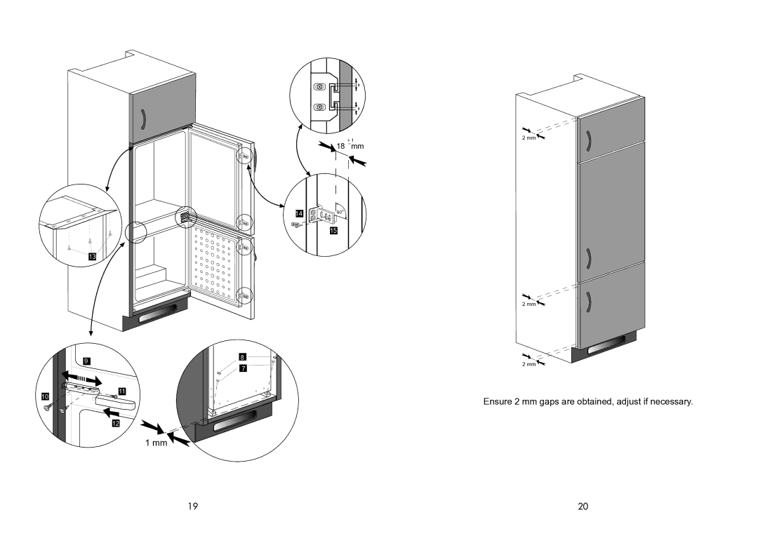 Beko BC50F manual Ensure 2 mm gaps are obtained, adjust if necessary 