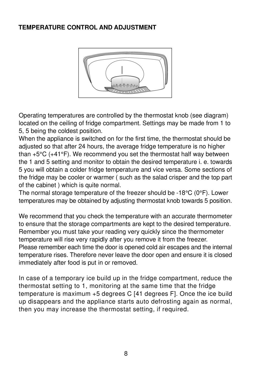 Beko BC73 F manual Temperature Control and Adjustment 