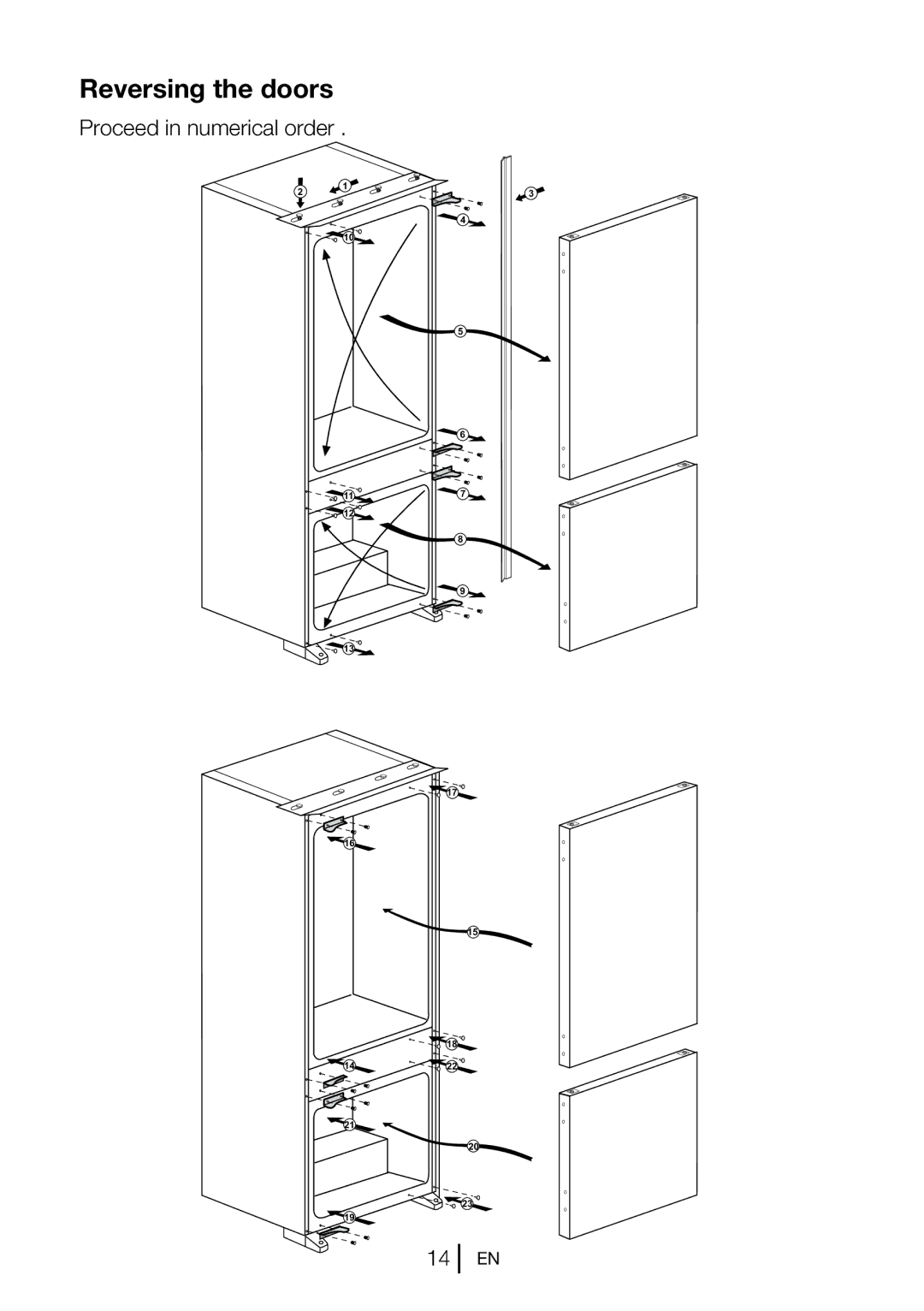 Beko BC732 manual Reversing the doors 