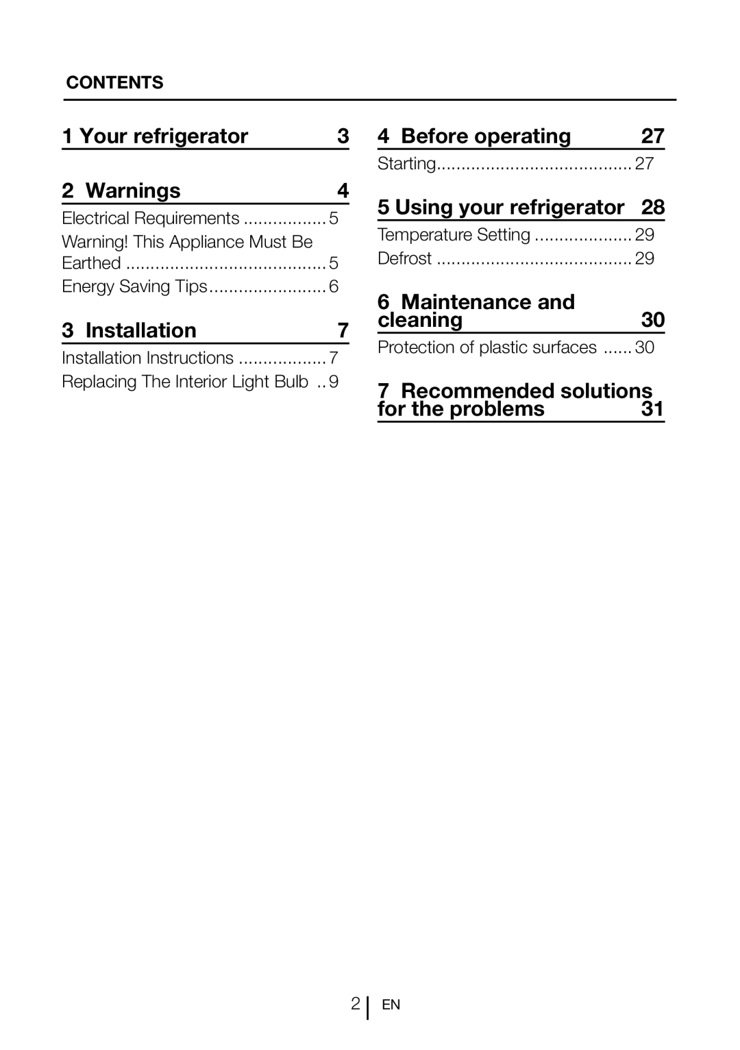 Beko BL 77 manual Your refrigerator, Installation, Before operating, Using your refrigerator, Maintenance Cleaning 